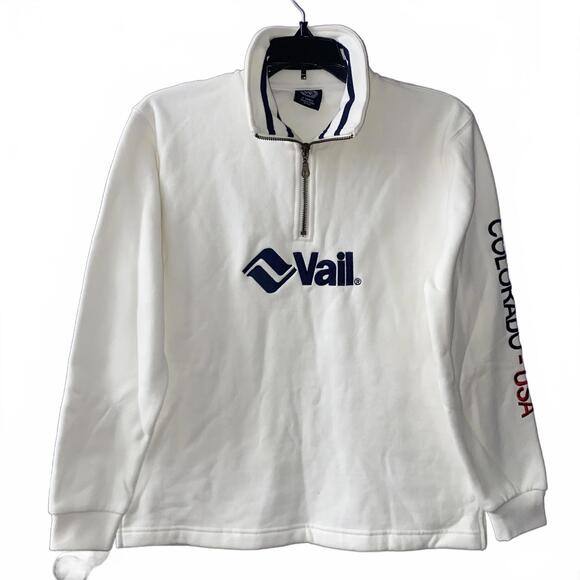 Tops - Vail Colorado Quarter Zip Pullover Womens XS White Ski Resort Cozy Winter Top